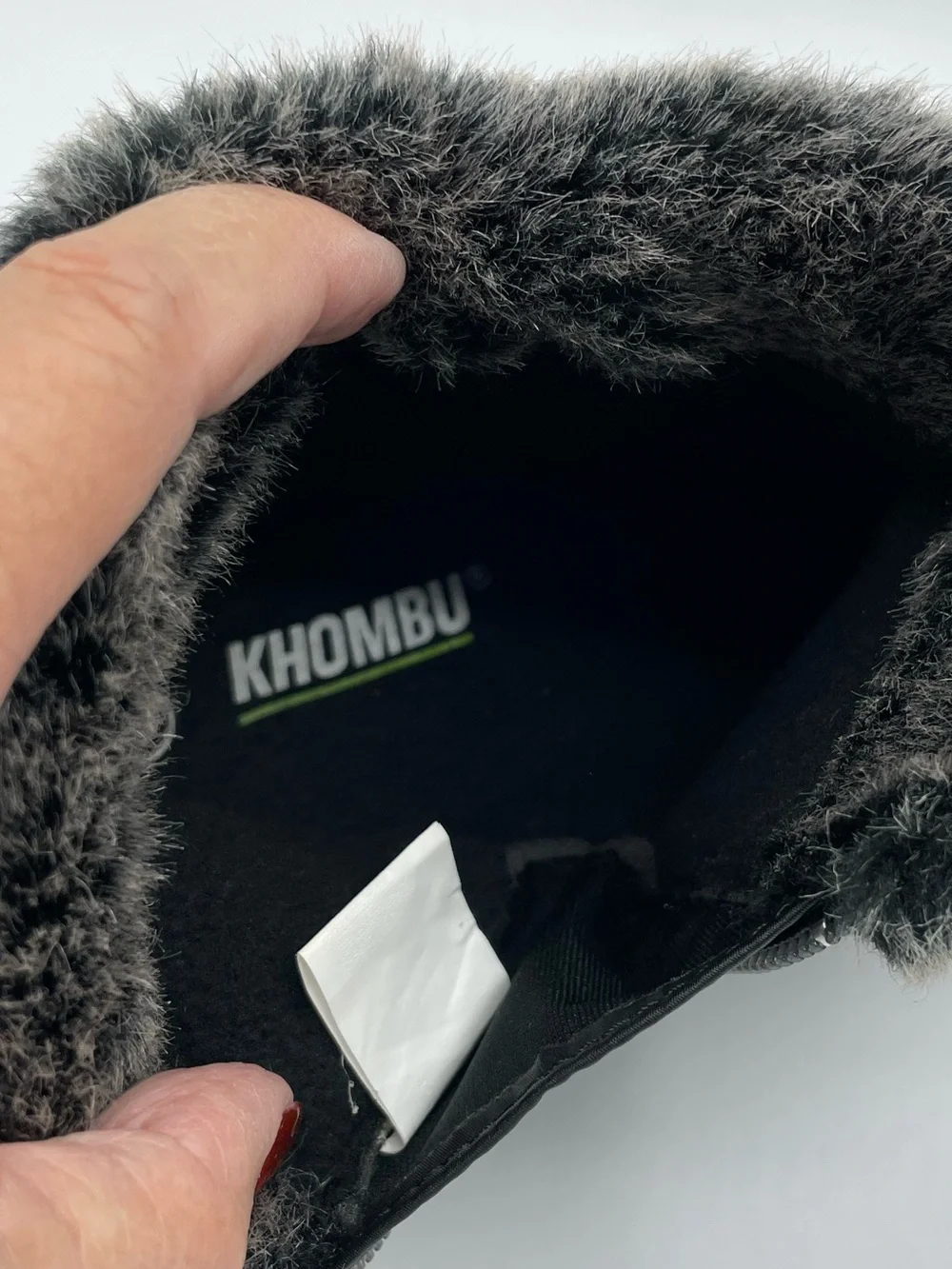 Khombu “Bonnie” Gray Faux-Fur Trim Winter Ankle Boots.